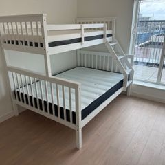 triple bunk bed with memory foam mattresses on sale