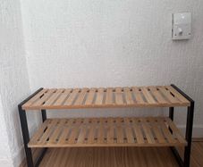 Bamboo Shoe Rack 2 Tier Black Frame
