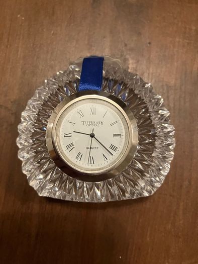 Tipperary Crystal vintage unused desk clock
