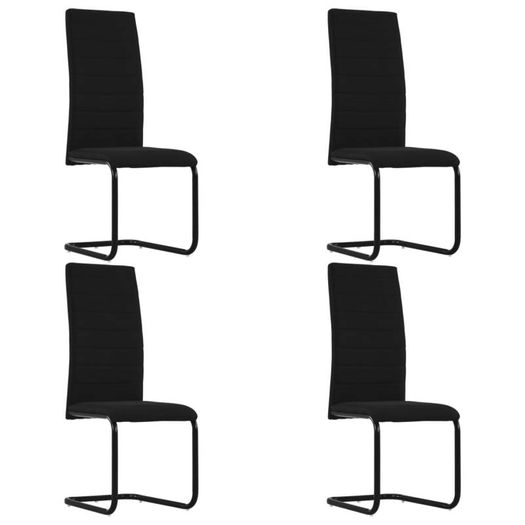 Cantilever Dining Chairs 4 pcs Black Fabric