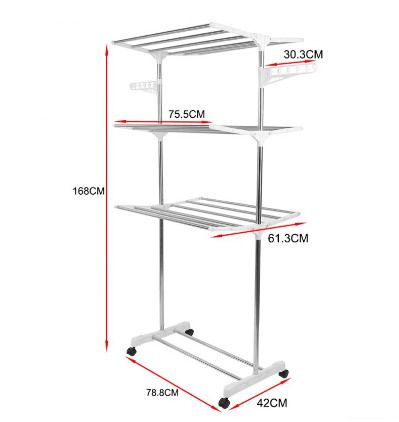 BRAND NEW Household Laundry Drying Rack Three-layer Foldable Clothes Drying Rack Stainless Steel Adjustable Clothing Storage Racks