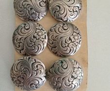 Set 6 Antique Filigre Pierced Silver Buttons and Silver Tiepin Cubic Zircona etc.a.
