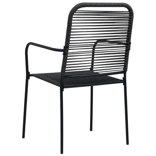 9 Piece Outdoor Dining Set Cotton Rope and Steel Black