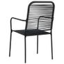 9 Piece Outdoor Dining Set Cotton Rope and Steel Black Image 8