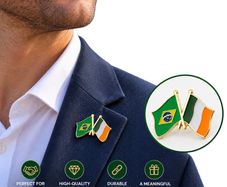 Brazil Ireland Flag Pin Brazilian & Irish Heritage