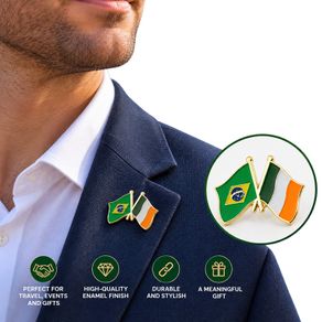 Brazil Ireland Flag Pin Brazilian & Irish Heritage