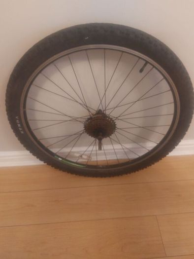 Mountain bike rear wheel for sale.