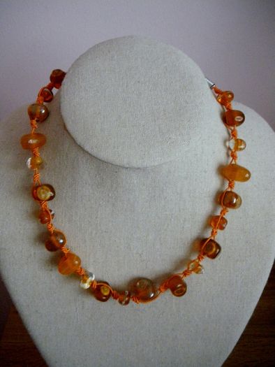 Preloved Orange necklace, Glass beads, Autumnal jewellery