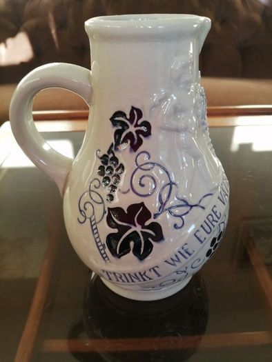 Set of Two Vintage German Salt Glazed stoneware Jugs and a French Fondue or Nibbles Plate.
