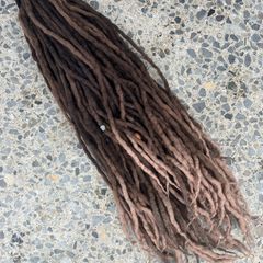 40 DE Double Ended Chocolate Brown Fased Synthetic Dreadlock Locs Extensions