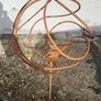 Corten steel Fairy ball on stem Image 3