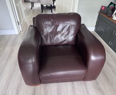 Genuine leather brown armchair