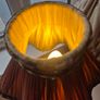 Lamp 1920s Vintage pleated silk shade solid oak base Table lamp Image 6