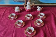 Vintage15 Piece Gloria Fine Porcelain Heavy Gold Gildings Coffee Set For 6 Person Setting Made In West Germany