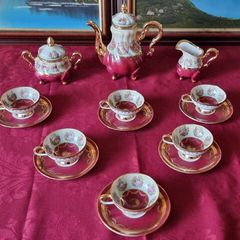 Vintage15 Piece Gloria Fine Porcelain Heavy Gold Gildings Coffee Set For 6 Person Setting Made In West Germany