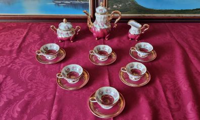 Vintage15 Piece Gloria Fine Porcelain Heavy Gold Gildings Coffee Set For 6 Person Setting Made In West Germany