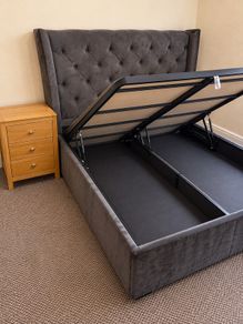 King Size Grey Ottoman Storage Bed