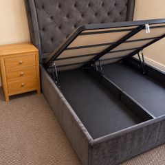 King Size Grey Ottoman Storage Bed