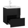 Sink Cabinet with Built-in Basin High Gloss Black Chipboard Image 6