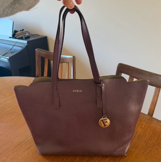 Furla Aubergine Saffiano Leather Bag