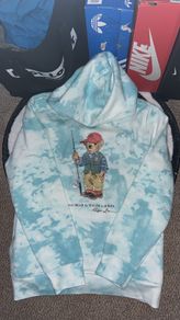 Polo Ralph Lauren Kids Polo Bear Tie-Dye Hoodie 18-20s XL Aqua Design