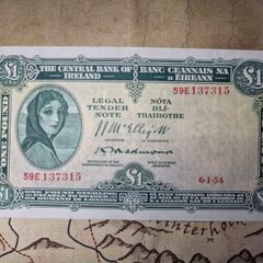 1 Pound Lady Lavery 6/1/54 IRISH NOTE
