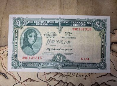 1 Pound Lady Lavery 6/1/54 IRISH NOTE