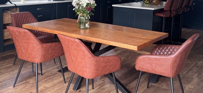 Solid Oak Table & Matching Bench