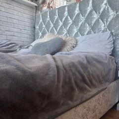 Crushed Sterling Velvet DOUBLE BED Frame - Silver