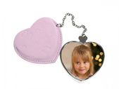 Personalised Leather Case And Heart Shaped Compact Mirror