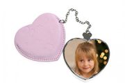 Personalised Leather Case And Heart Shaped Compact Mirror