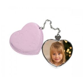 Personalised Leather Case And Heart Shaped Compact Mirror
