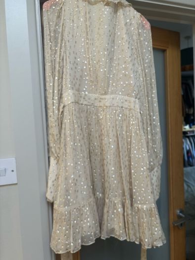 Zimmermann Ruffled metallic fil coupe silk-blend mini wrap dress