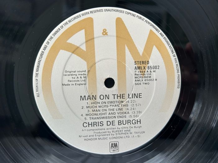 Chris de Burgh Signed Man On The Line Vinyl LP 1984 Autographed