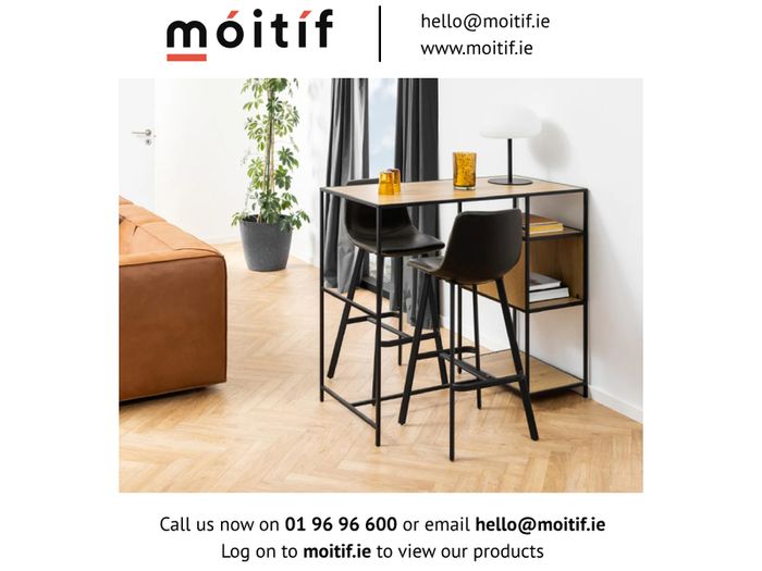Leo Barstool with Footrest - Black
