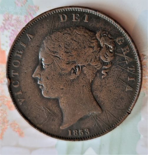 Great Britain. Uk Penny 1853 .queen Victoria Great Coin