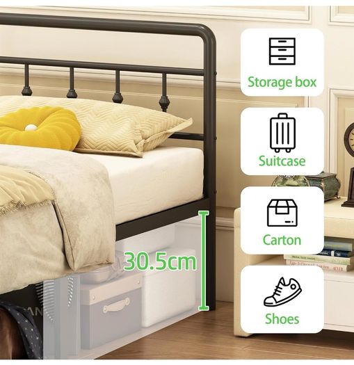 King Size Bed Frame with Victorian Headboard and Footboard