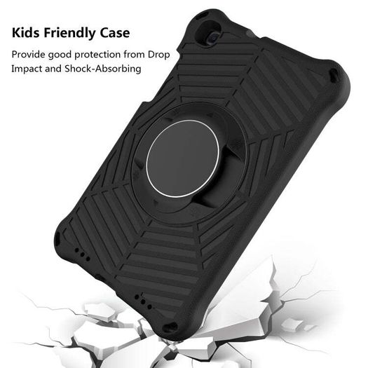 For Samsung Galaxy Tab A7 Lite Spider King EVA Protective Case with Adjustable Shoulder Strap & Holder Black