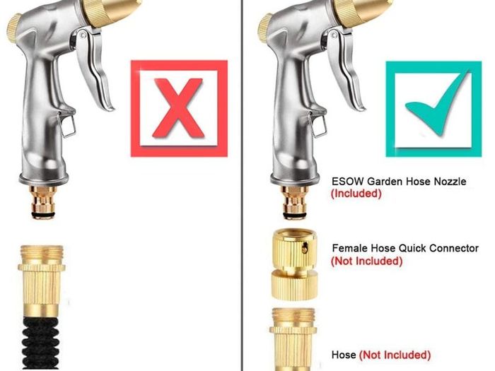 Heavy-Duty Metal Garden Hose Nozzle, Made of 100% Metal Construction Built and Brass Head, Metal Spray Gun w/Pistol Grip Trigger for Watering Plants & Lawn, Car Washing, Patio, Dog & More