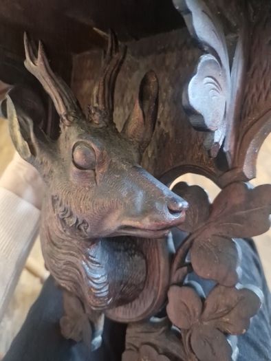 antique carved stag shelf