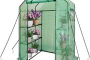 SALE Walk In Greenhouse With Shelves,Walk-In Plant Green House With Durable Green PE Cover, 3 Tiers 6 Shelves Stands with Ground Pegs &amp; Ropes for Stability, 4.7x2.4x6.4ft