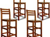 Set of 4 Rustic Wooden Bar stools  Acacia Wood with Backrest