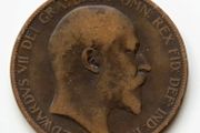 1903 Penny Edward VII bronze coin