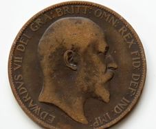 1903 Penny Edward VII bronze coin