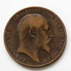 1903 Penny Edward VII bronze coin