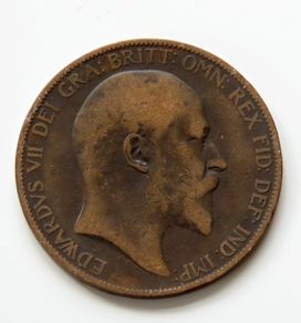 1903 Penny Edward VII bronze coin