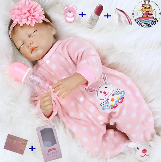 22 Inch 55cm Reborn Dolls Baby Girl Soft Silicone Vinyl Real Life Dolls Toddler Sleeping Girl Lifelike Handmade Reborn Babies Xmas Gift (FREE POSTAGE)