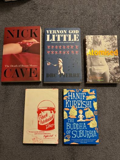 Contemporary novel bundle - Nick Cave, Vernon God Little, Michel Houellebecq Atomised, Chuck Palahniuk, Hanif Kureishi