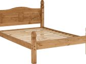 Corona 4ft 6 Double  Bed High Foot End in Distressed Waxed Pine