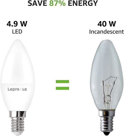 E14 LED Light Bulb, Small Edison Screw E14 Candle Bulb, Warm White, 4.9W 470lm, 40W SES Bulb Equivalent, 2700K C35 E14 LED Bulb, Energy Saving Candle Light Bulbs, Non-dimmable, Pack of 6 (FREE POSTAGE)